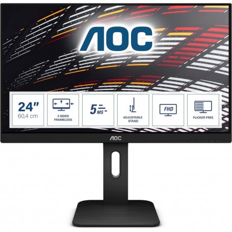 AOC Écran 24P1 60,4 cm (23,8 pouces) DVI, HDMI, dalle IPS, DisplayPort, hub USB, noir, 23.8 inch