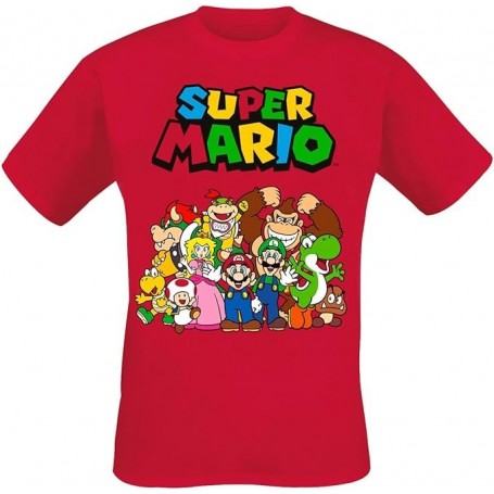 Super Mario Photo De Groupe Homme T-Shirt Manches Courtes Rouge Regular/Coupe Standard